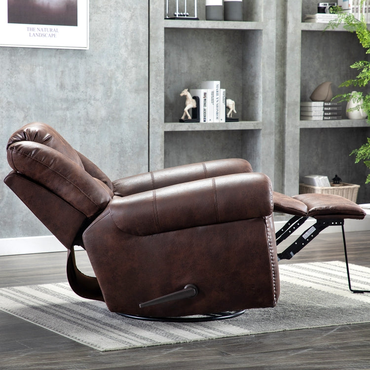 [US Warehouse] Manual Recliner Chair Suede Fabric Classical Sofa Chair with Overstuffed Armrest & Backrest (Brown)