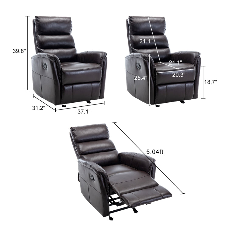 [US Warehouse] Manual Recliner Chair Faux Leather Sofa Chair(Dark Brown)