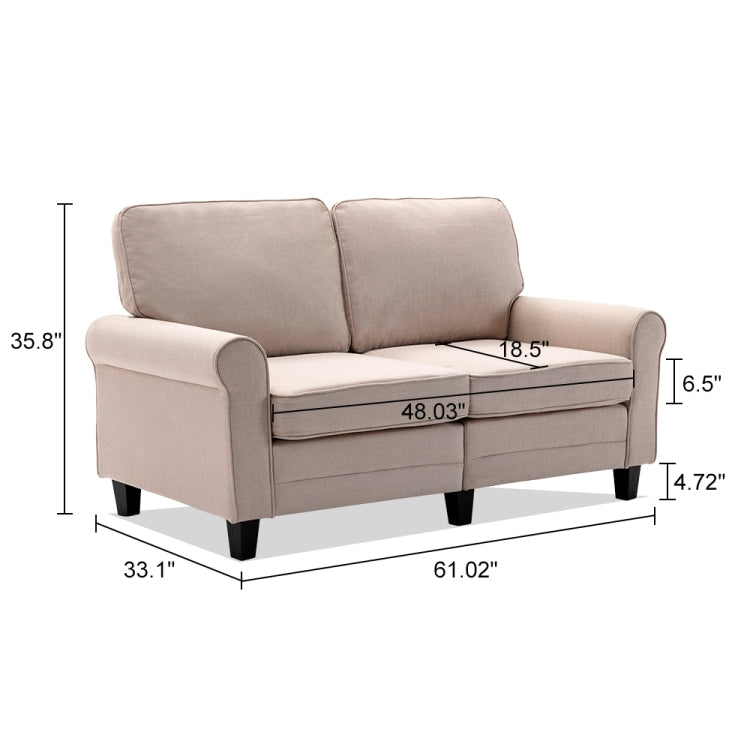 [US Warehouse] 61 inch Modern Soft Loveseat Sofa(Beige)