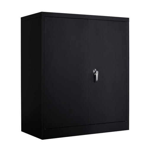 [US Warehouse] Steel Storage Cabinet 3 Shelf Metal Lockable Doors Cabinet with 2 Adjustable Shelves, Size: 91.5 x 45.7 x 105.7cm(Black)