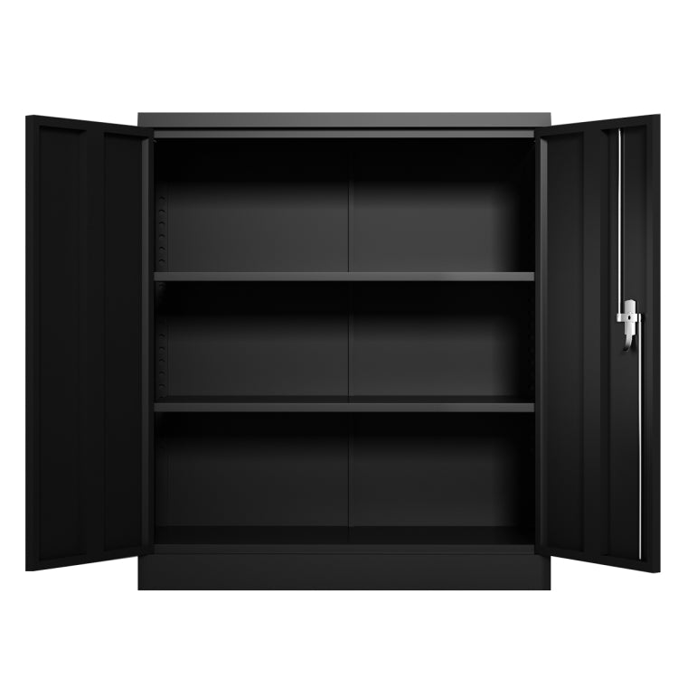 [US Warehouse] Steel Storage Cabinet 3 Shelf Metal Lockable Doors Cabinet with 2 Adjustable Shelves, Size: 91.5 x 45.7 x 105.7cm(Black)