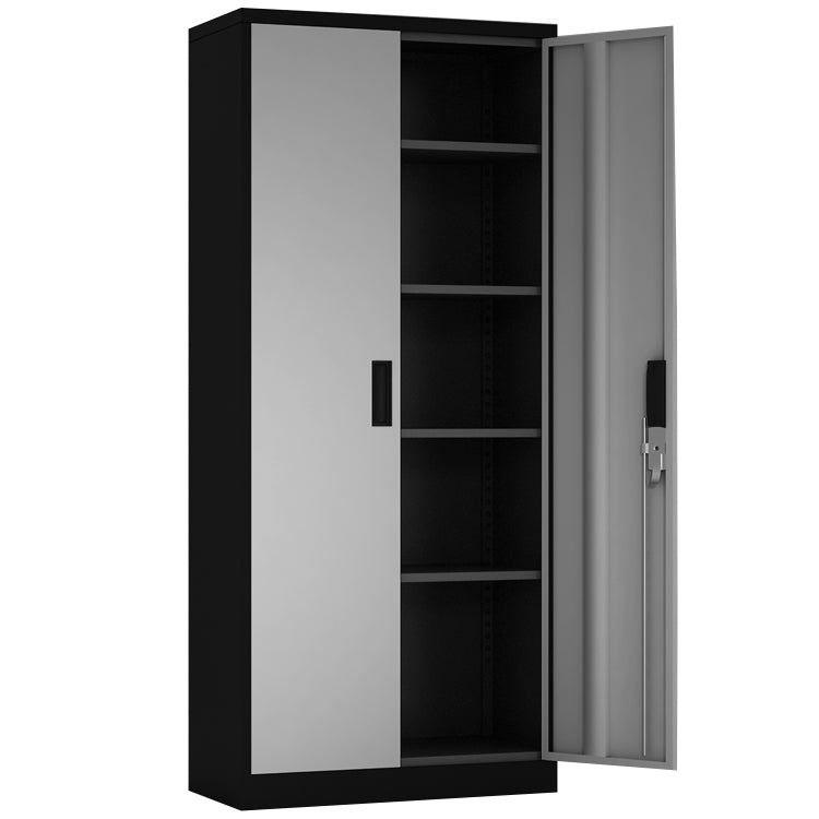 [US Warehouse] Steel Storage Cabinet 5 Shelf Metal Lockable Doors Cabinet with 4 Adjustable Shelves, Size: 80 x 30.9 x 180cm