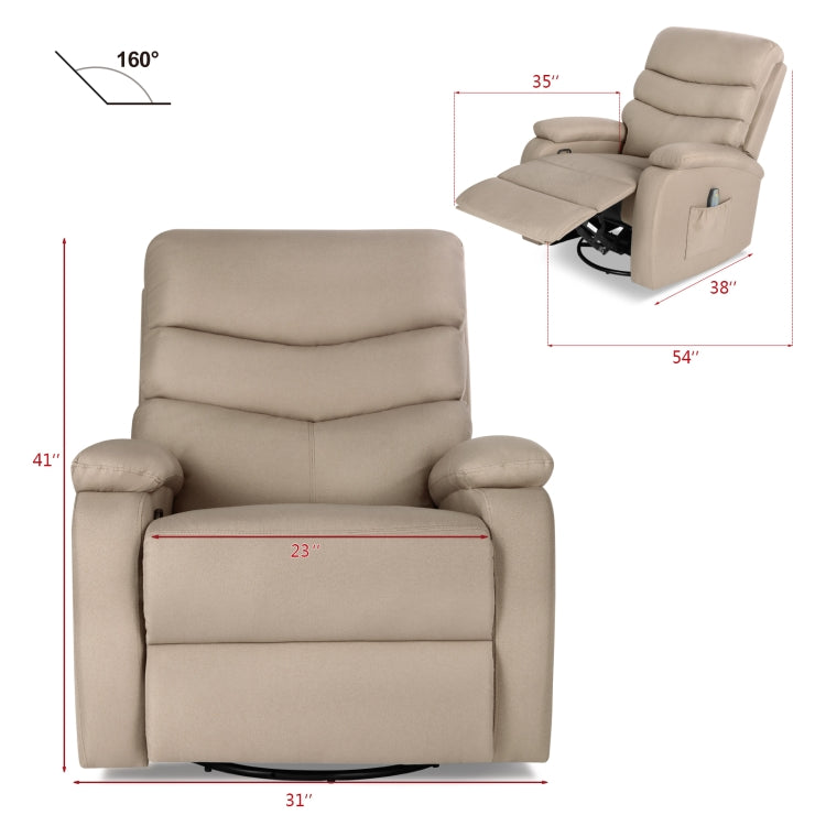 [US Warehouse] Full Body Massage Chair Zero Gravity Electric Heat Reclining Sofa (Khaki)