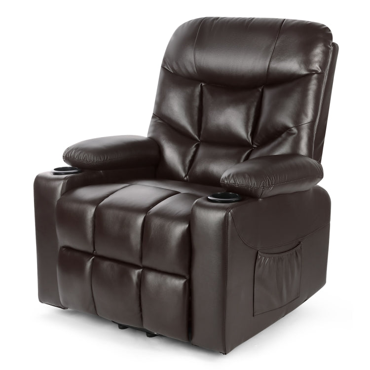 [US Warehouse] Leather Electric Power Lift Recliner Lift Massage Chair Sofa for Elderly (Dark Brown)