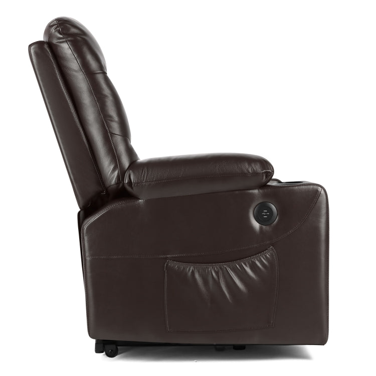 [US Warehouse] Leather Electric Power Lift Recliner Lift Massage Chair Sofa for Elderly (Dark Brown)