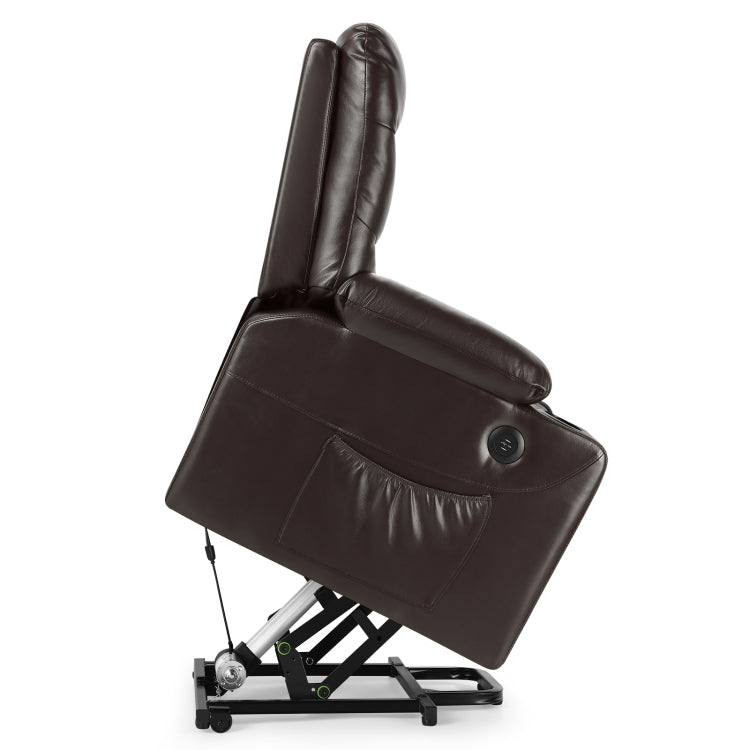 [US Warehouse] Leather Electric Power Lift Recliner Lift Massage Chair Sofa for Elderly (Dark Brown)