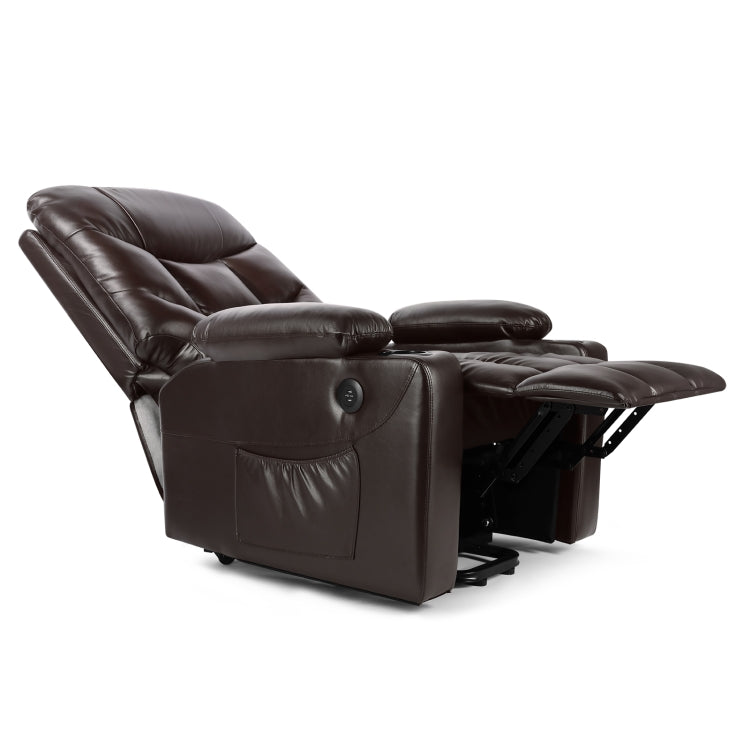 [US Warehouse] Leather Electric Power Lift Recliner Lift Massage Chair Sofa for Elderly (Dark Brown)