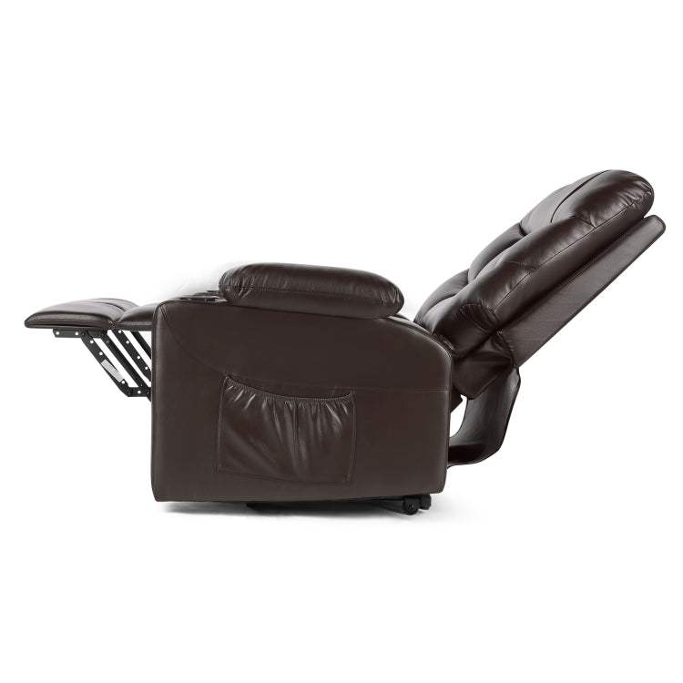 [US Warehouse] Leather Electric Power Lift Recliner Lift Massage Chair Sofa for Elderly (Dark Brown)