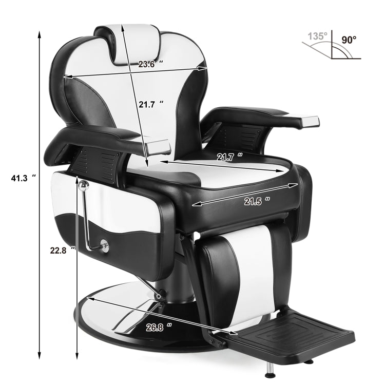 [US Warehouse] Styling Adjustment Hydraulic Salon Barber Chair Recliner(Black White)