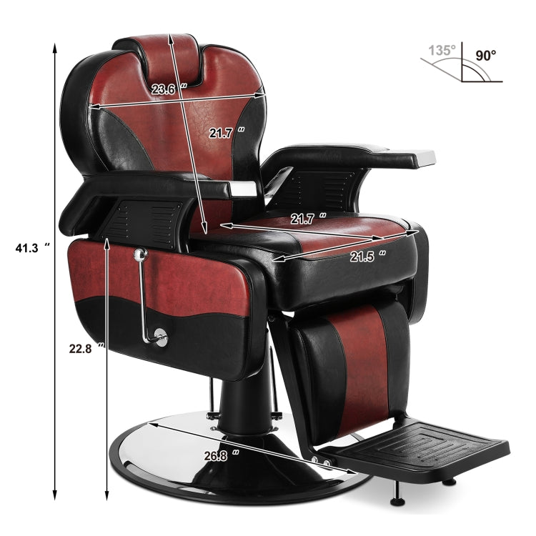 [US Warehouse] Styling Adjustment Hydraulic Salon Barber Chair Recliner(Black Red)