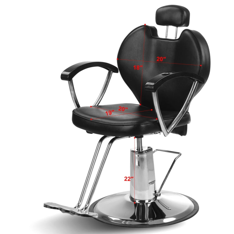 [US Warehouse] Hydraulic Reclining Barber Chair Salon Beauty Equipment(Black Red)