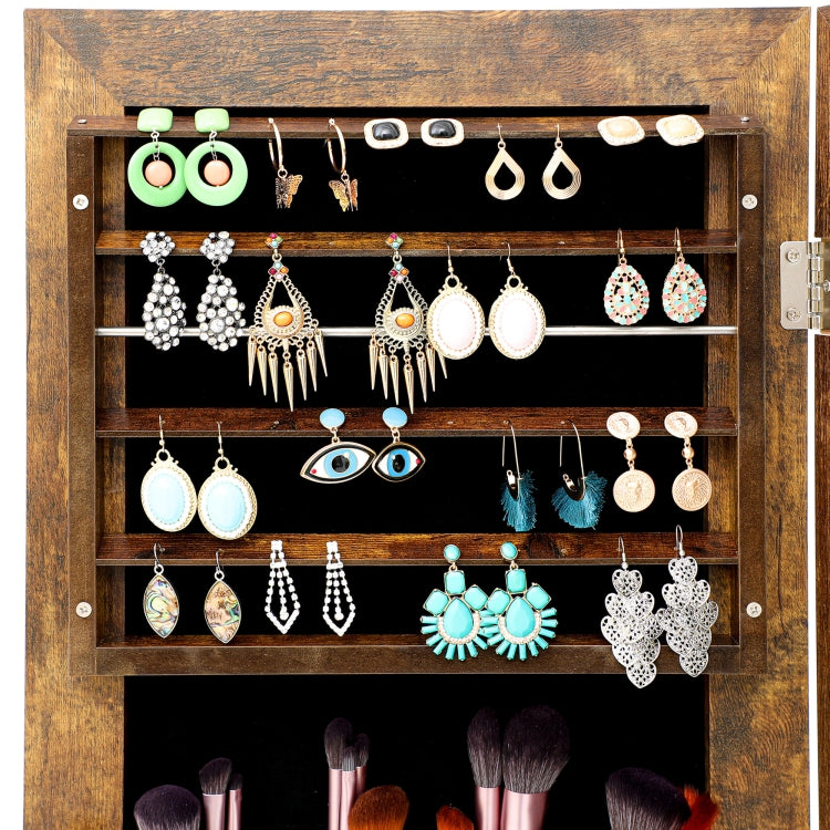 [US Warehouse] Fashion Simple Jewelry Storage Mirror Cabinet with LED Lights, Size: 38 x 40 x 156cm(Antique)