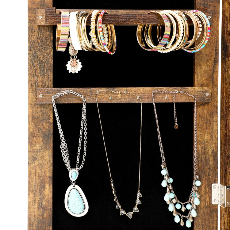 [US Warehouse] Fashion Simple Jewelry Storage Mirror Cabinet with LED Lights, Size: 38 x 40 x 156cm(Antique)