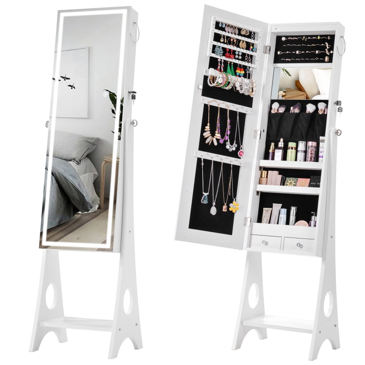 [US Warehouse] Fashion Simple Jewelry Storage Mirror Cabinet with LED Lights, Size: 38 x 40 x 156cm(Brown)
