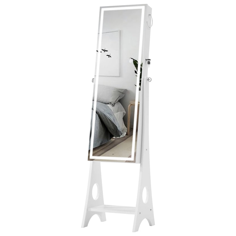 [US Warehouse] Fashion Simple Jewelry Storage Mirror Cabinet with LED Lights, Size: 38 x 40 x 156cm(Brown)