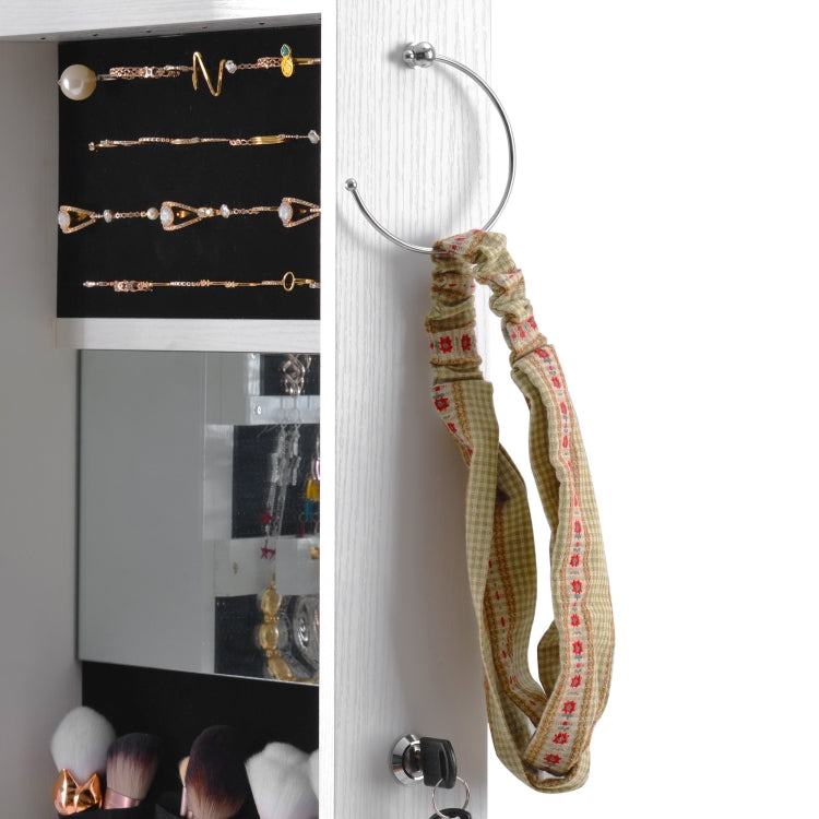 [US Warehouse] Fashion Simple Jewelry Storage Mirror Cabinet with LED Lights, Size: 38 x 40 x 156cm(White)