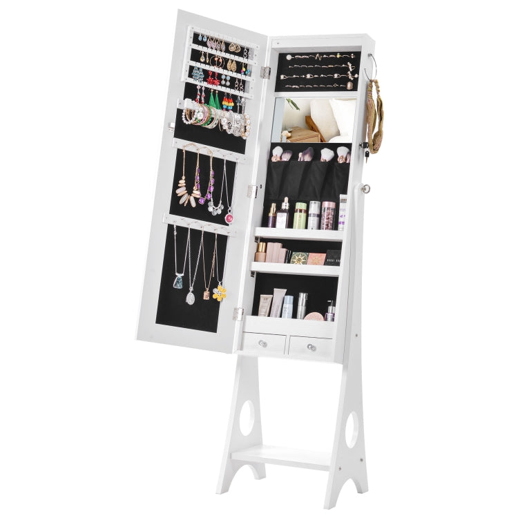[US Warehouse] Fashion Simple Jewelry Storage Mirror Cabinet with LED Lights, Size: 38 x 40 x 156cm(White)