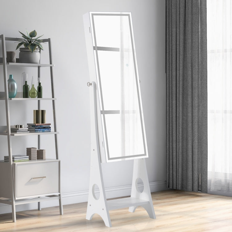[US Warehouse] Fashion Simple Jewelry Storage Mirror Cabinet with LED Lights, Size: 38 x 40 x 156cm(White)