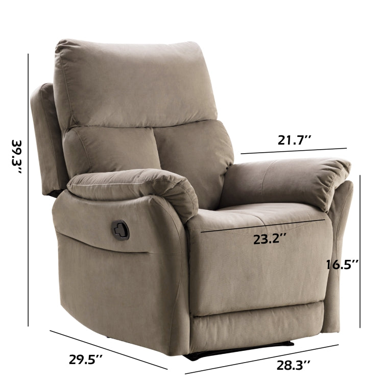 [US Warehouse] Fabric Soft Reclining Chairs Modern Sofa with Overstuffed Armrest & Back(Khaki)