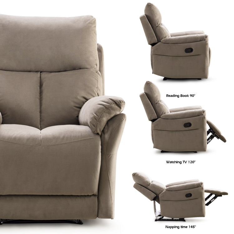 [US Warehouse] Fabric Soft Reclining Chairs Modern Sofa with Overstuffed Armrest & Back(Khaki)