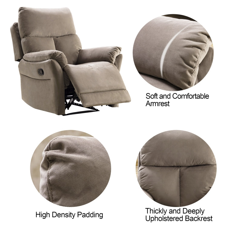[US Warehouse] Fabric Soft Reclining Chairs Modern Sofa with Overstuffed Armrest & Back(Khaki)