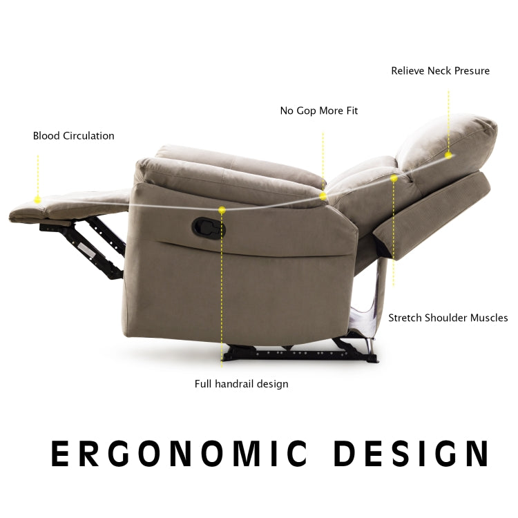 [US Warehouse] Fabric Soft Reclining Chairs Modern Sofa with Overstuffed Armrest & Back(Khaki)