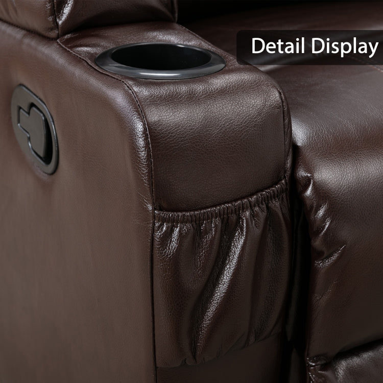 [US Warehouse] Ergonomic Leather Recliner Chairs with 2 Cup Holders(Brown)