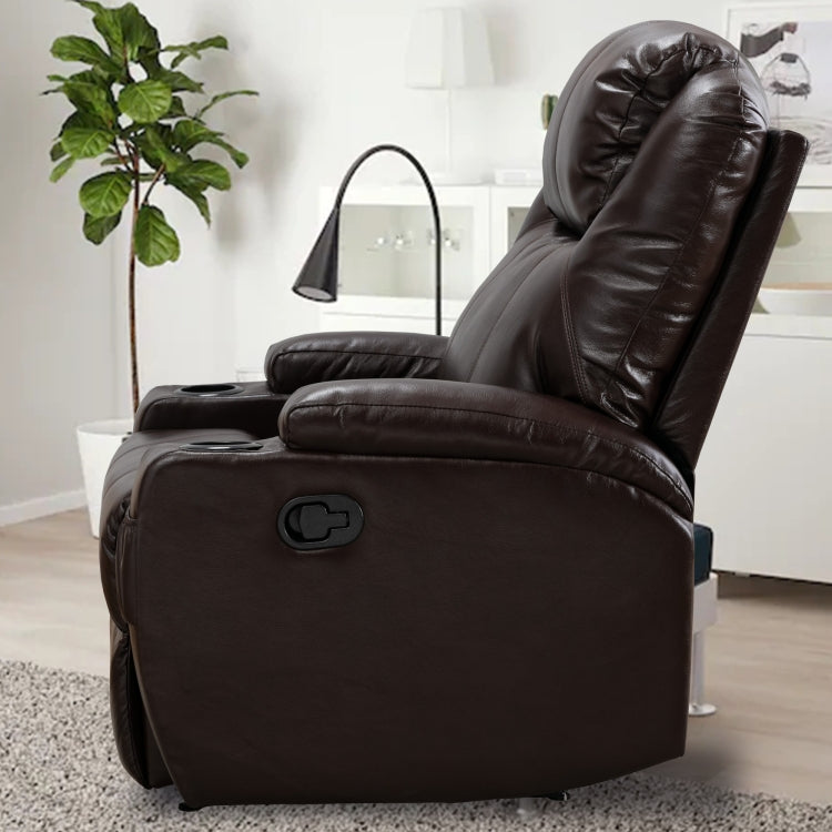 [US Warehouse] Ergonomic Leather Recliner Chairs with 2 Cup Holders(Brown)