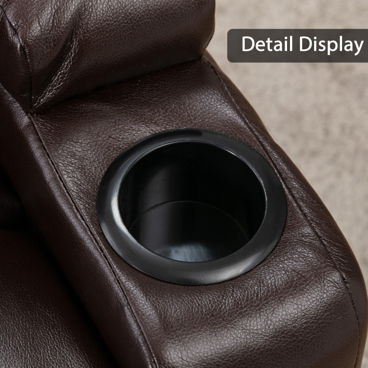 [US Warehouse] Ergonomic Leather Recliner Chairs with 2 Cup Holders(Brown)