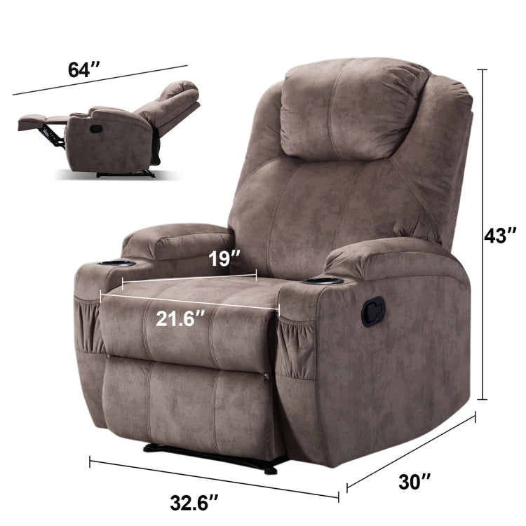 [US Warehouse] Ergonomic Recliner Chairs with 2 Cup Holders(Camel)