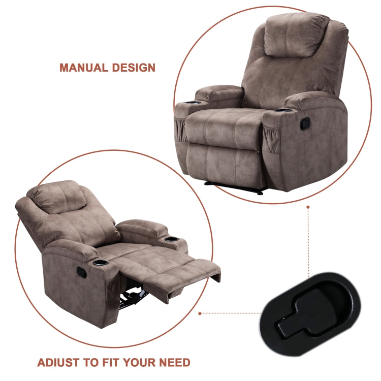 [US Warehouse] Ergonomic Recliner Chairs with 2 Cup Holders(Camel)