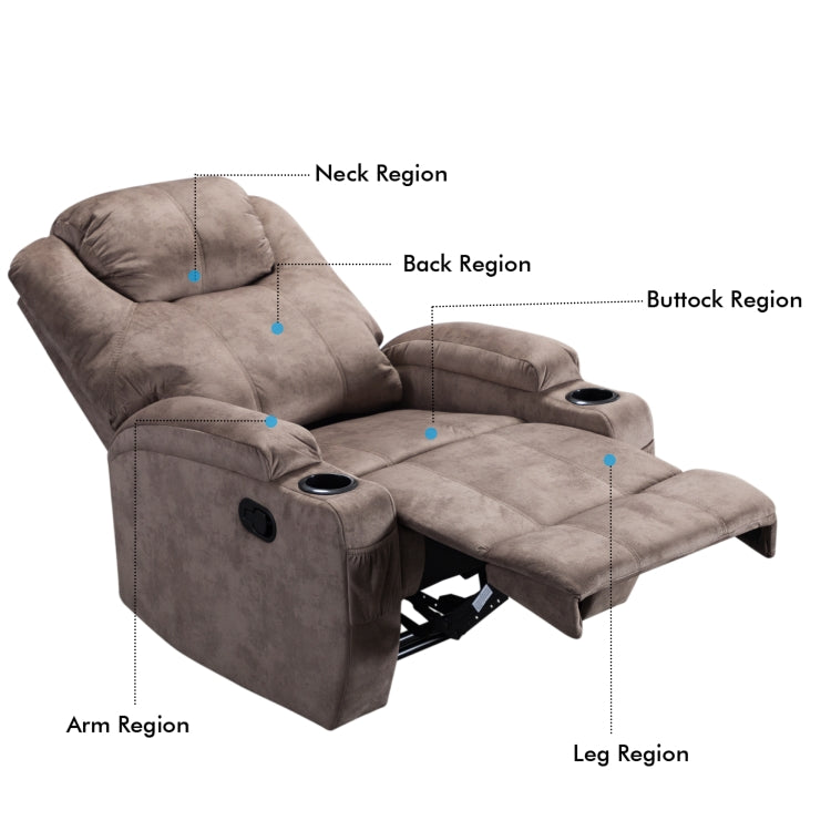 [US Warehouse] Ergonomic Recliner Chairs with 2 Cup Holders(Camel)