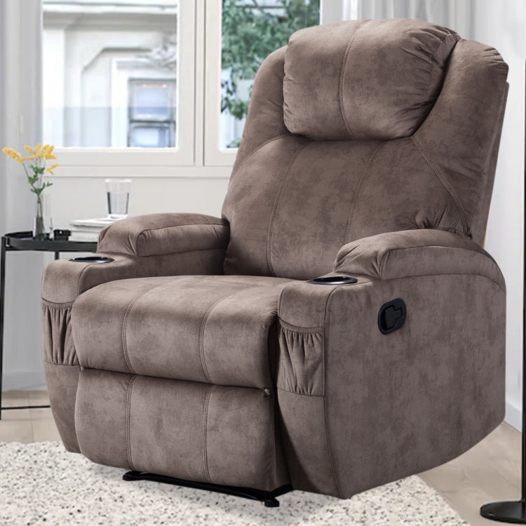 [US Warehouse] Ergonomic Recliner Chairs with 2 Cup Holders(Camel)