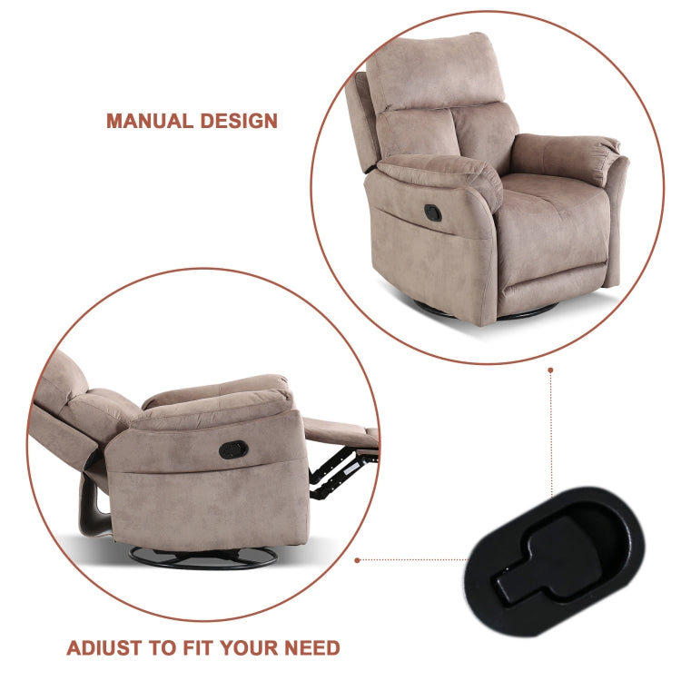 [US Warehouse] Swivel Rocker Manual Reclining Chairs(Camel)