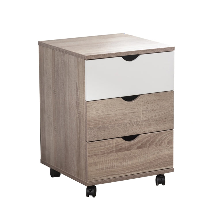 [US Warehouse] Home Office Cabinet 3-Drawer Side Table with Wheels , Size: 40.6x40.6x62.2cm(Walnut White)