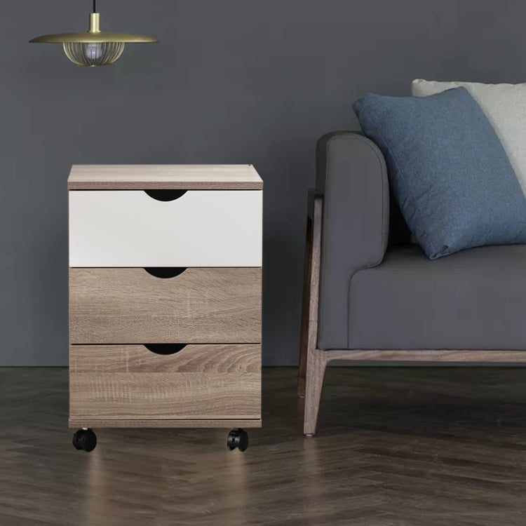 [US Warehouse] Home Office Cabinet 3-Drawer Side Table with Wheels , Size: 40.6x40.6x62.2cm(Walnut White)
