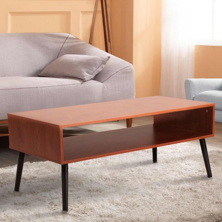 [US Warehouse] Boho Style Rectangular Coffee Table with 1 Drawer & Storage Shelf, Size: 109x45x62cm (Brown)