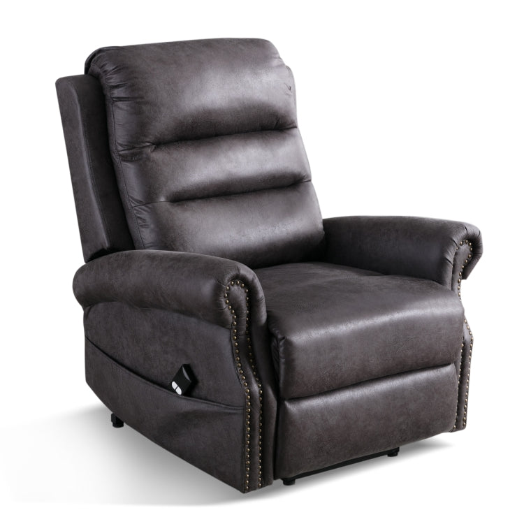 [US Warehouse] Electric Power Lift Recliner Chairs for Elderly Classic Single Sofa with Nailhead Trim(Grey)