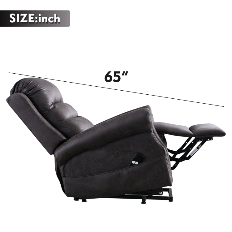 [US Warehouse] Electric Power Lift Recliner Chairs for Elderly Classic Single Sofa with Nailhead Trim(Grey)