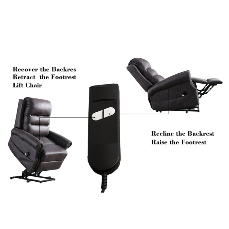 [US Warehouse] Electric Power Lift Recliner Chairs for Elderly Classic Single Sofa with Nailhead Trim(Grey)