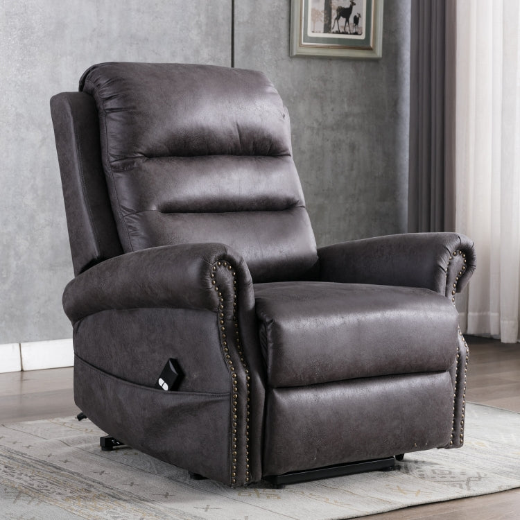 [US Warehouse] Electric Power Lift Recliner Chairs for Elderly Classic Single Sofa with Nailhead Trim(Grey)