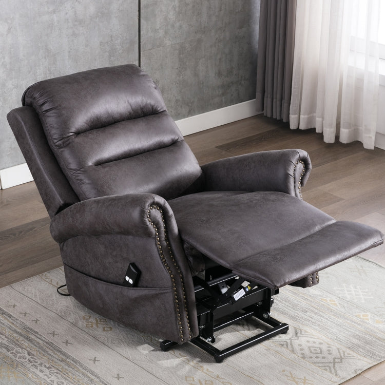 [US Warehouse] Electric Power Lift Recliner Chairs for Elderly Classic Single Sofa with Nailhead Trim(Grey)