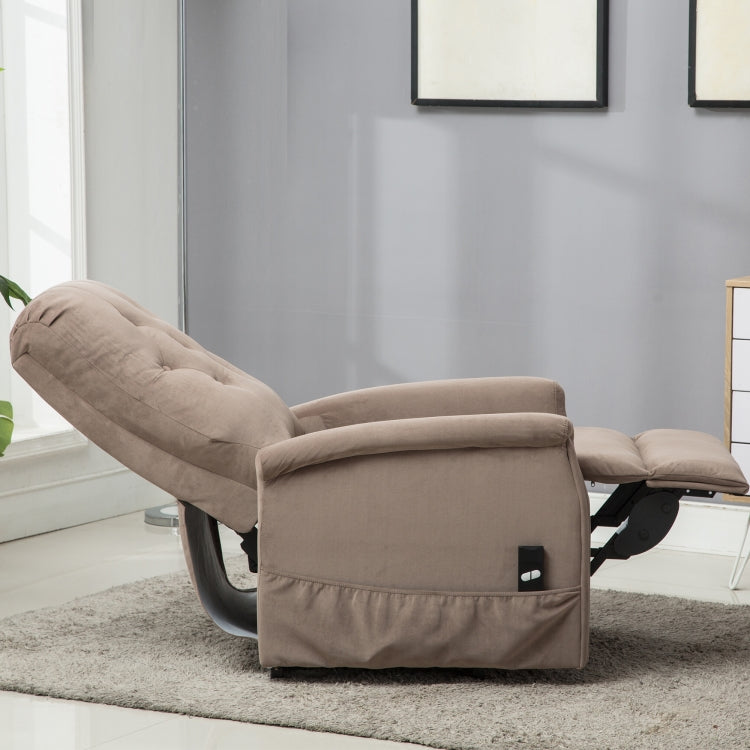 [US Warehouse] Electric Power Lift Recliner Chairs for Elderly Classic Single Sofa with Remote Control Pocket(Light Coffee)