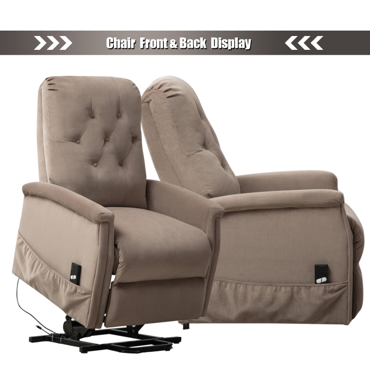 [US Warehouse] Electric Power Lift Recliner Chairs for Elderly Classic Single Sofa with Remote Control Pocket(Light Coffee)