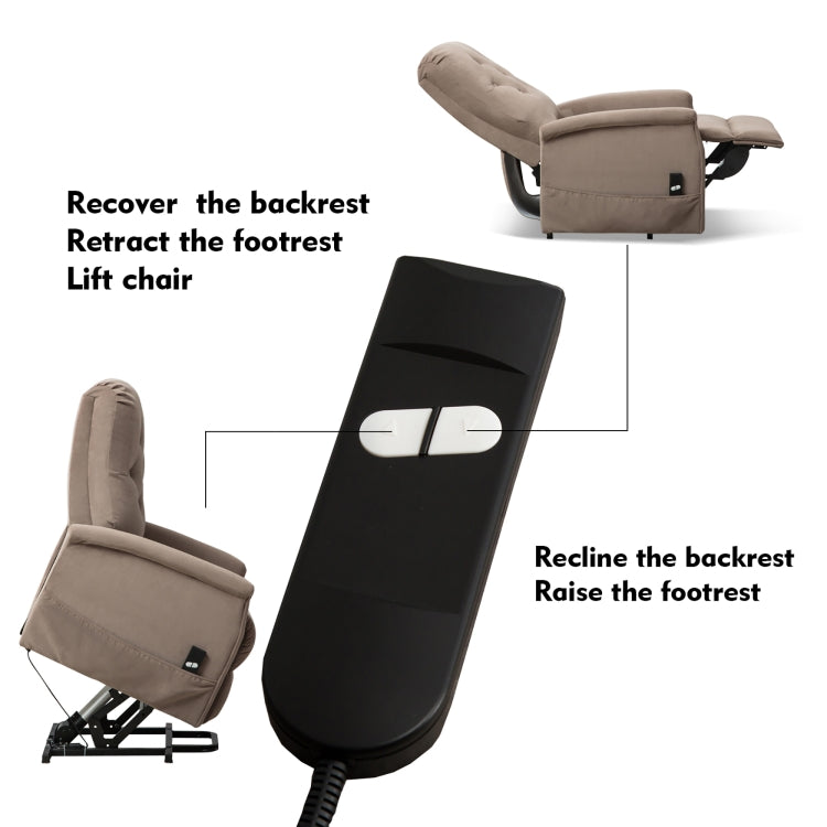 [US Warehouse] Electric Power Lift Recliner Chairs for Elderly Classic Single Sofa with Remote Control Pocket(Light Coffee)