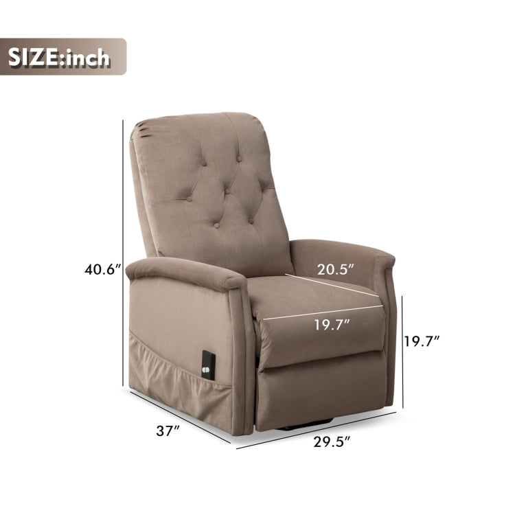 [US Warehouse] Electric Power Lift Recliner Chairs for Elderly Classic Single Sofa with Remote Control Pocket(Light Coffee)