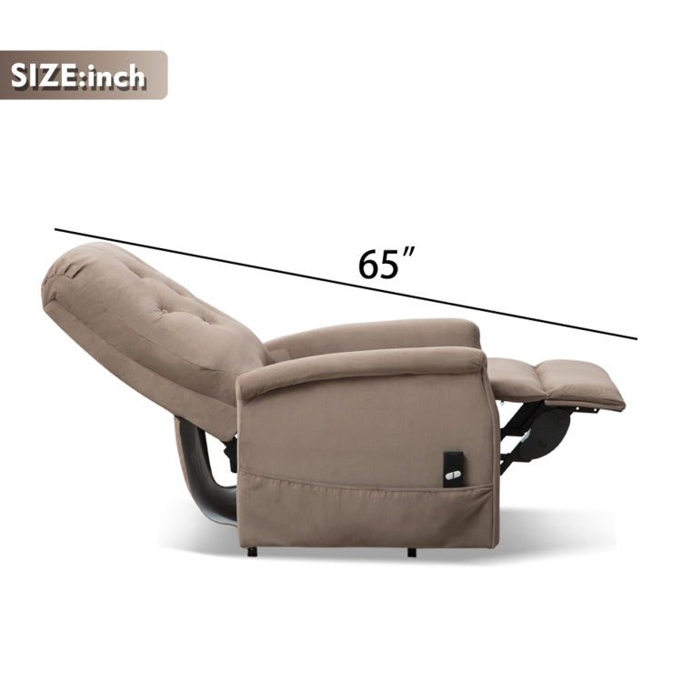 [US Warehouse] Electric Power Lift Recliner Chairs for Elderly Classic Single Sofa with Remote Control Pocket(Light Coffee)