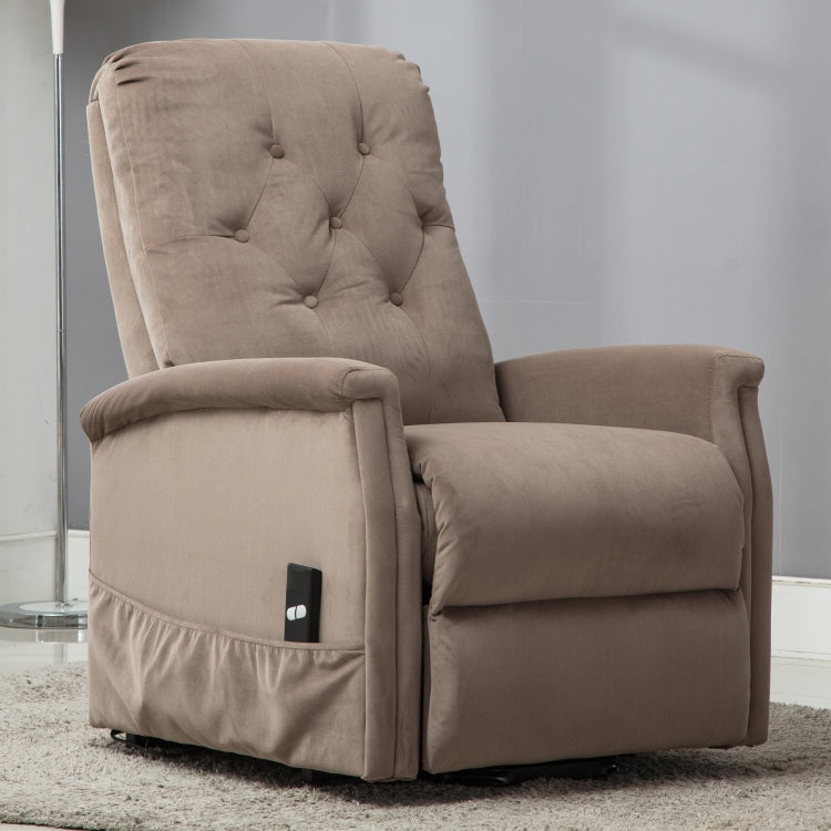 [US Warehouse] Electric Power Lift Recliner Chairs for Elderly Classic Single Sofa with Remote Control Pocket(Light Coffee)