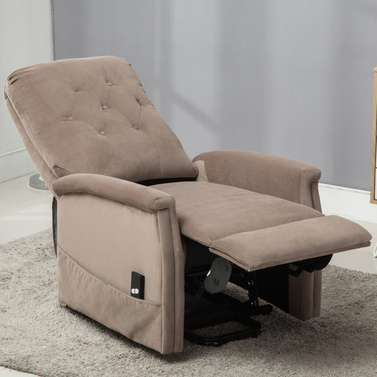[US Warehouse] Electric Power Lift Recliner Chairs for Elderly Classic Single Sofa with Remote Control Pocket(Light Coffee)