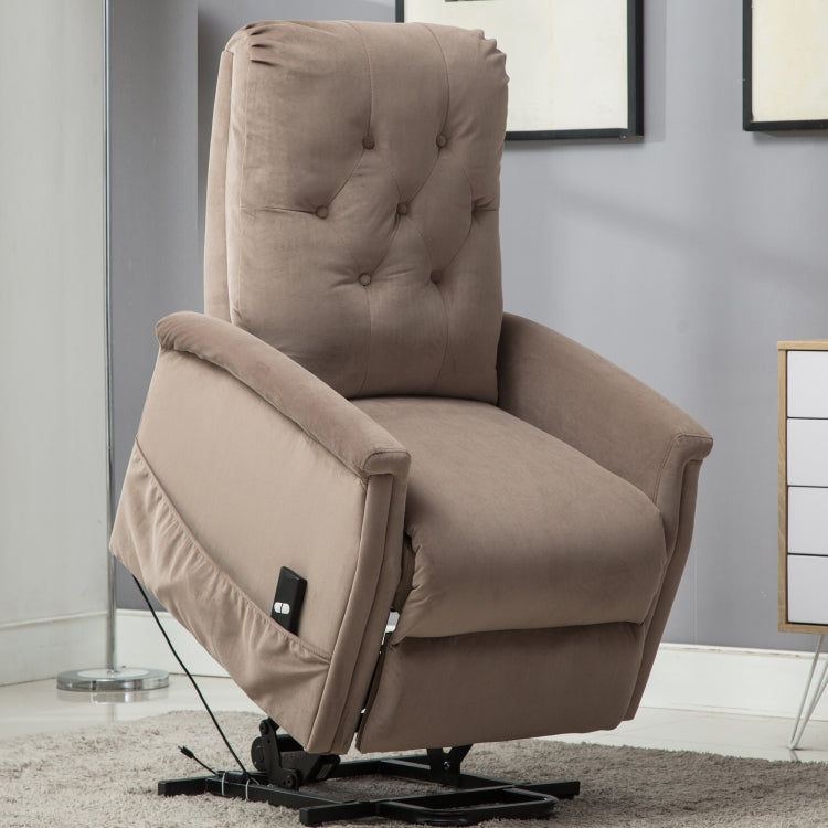 [US Warehouse] Electric Power Lift Recliner Chairs for Elderly Classic Single Sofa with Remote Control Pocket(Light Coffee)